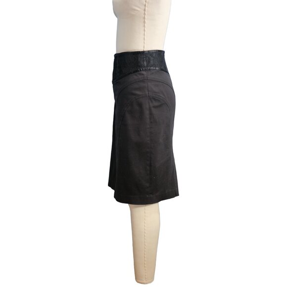 Cache Black Cotton/Spandex Pencil Skirt w Lace Trim - Size 6/8 - Picture 3 of 7